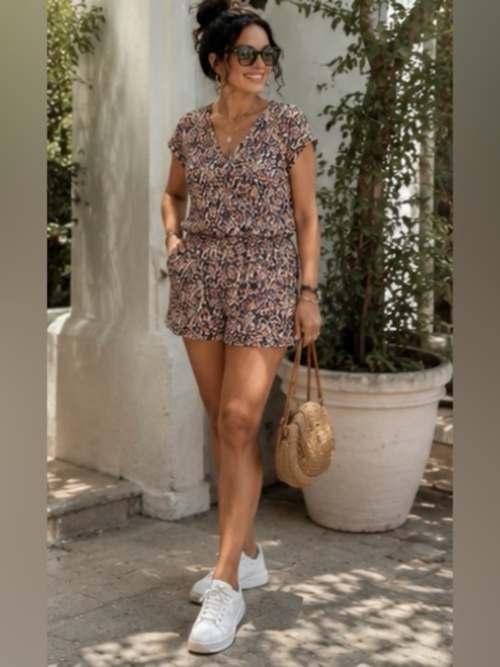 Pure Sugar Abstract Print Boho Romper Size Medium EUC